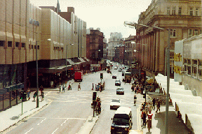 [View west down Cross Street in Manchester]