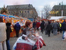 [market stalls and shoppers]